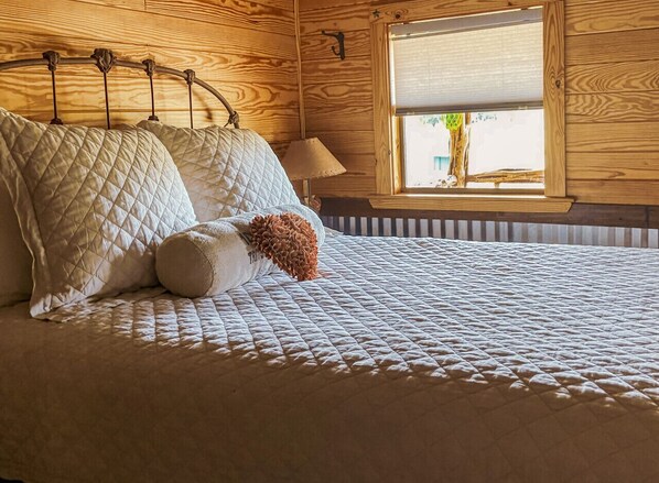 1 bedroom, desk, iron/ironing board, travel cot