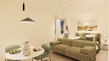 Tabla de planchar con plancha, wifi gratis y ropa de cama