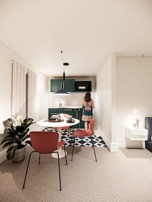 Superior Studio | Private kitchen | Microwave, stovetop, cookware/dishes/utensils