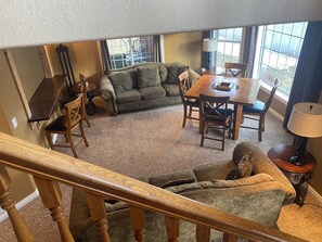 TV, DVD player, table football, books