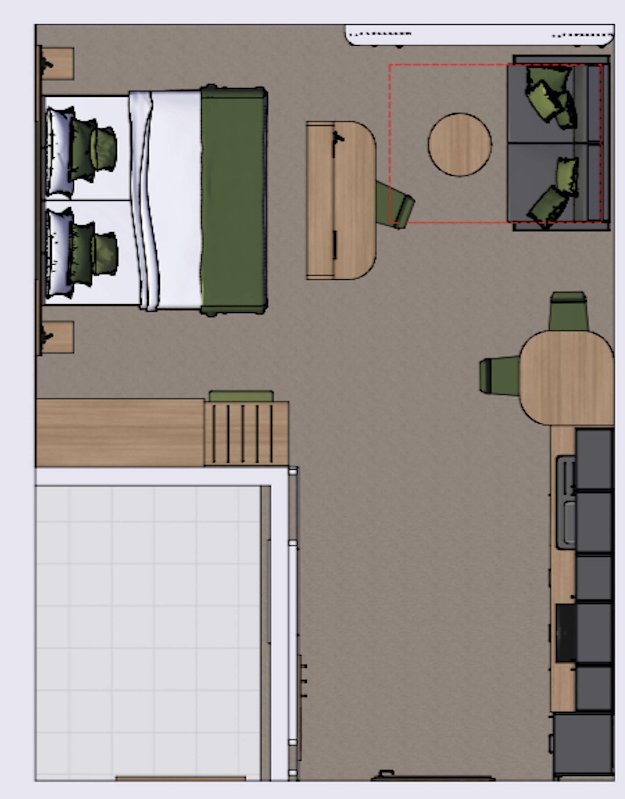 superior studio, 1 bedroom, non smoking, kitchen | floor plan