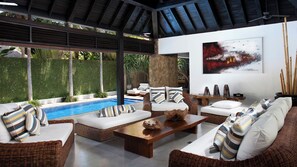 Villa, 4 Bedrooms | Living area | LED TV, DVD player - Villa Hana (Canggu)