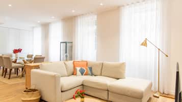 Superior Apartment, 2 Bedrooms, Kitchen, City View | Living area | 32-inch Smart TV with cable channels, TV