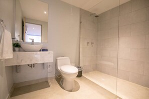 Ensemble douche/baignoire, serviettes fournies