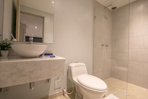Ensemble douche/baignoire, serviettes fournies