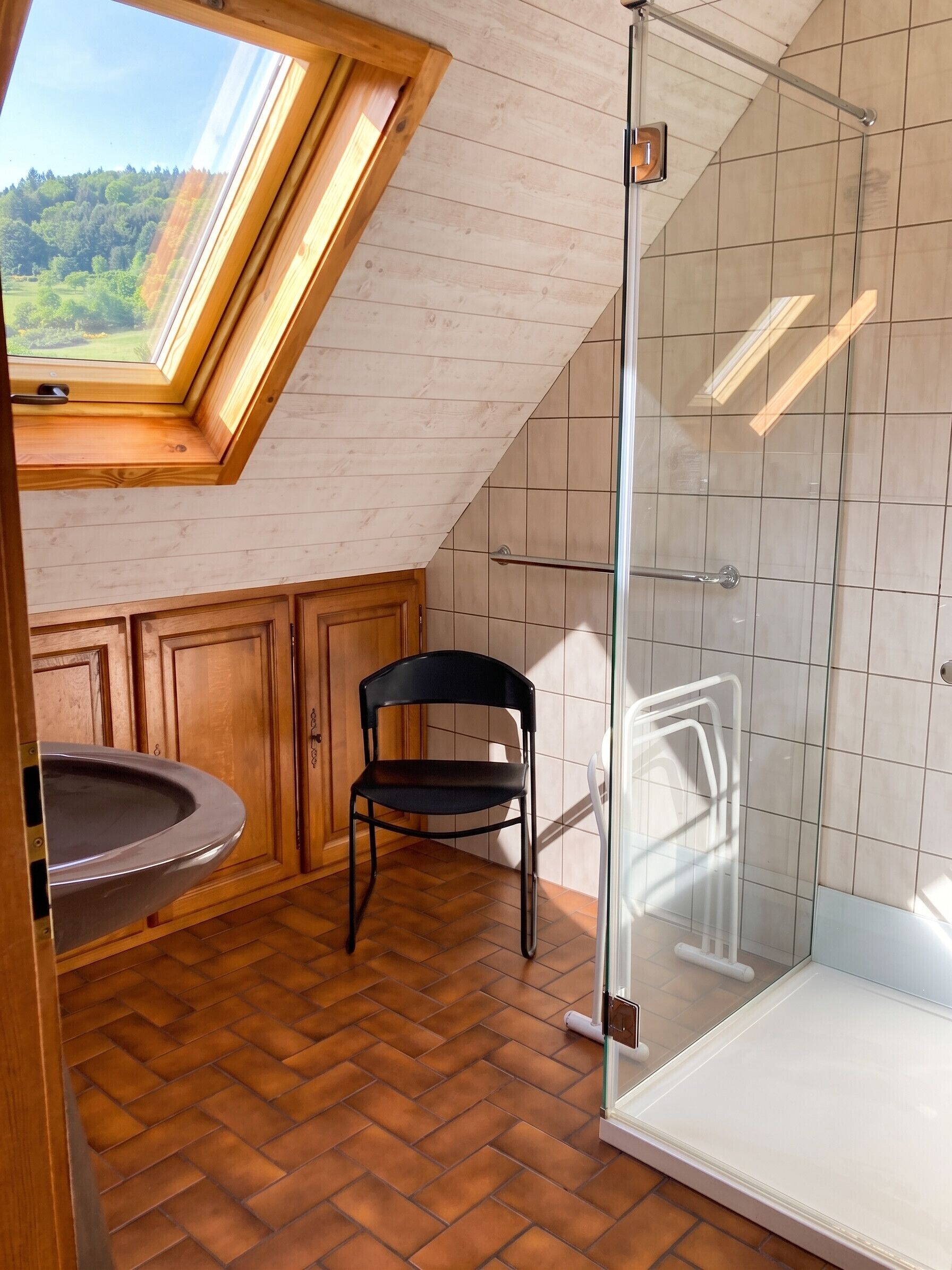Een douche, handdoeken