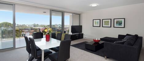 TV, DVD player, stereo