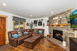 TV, fireplace, DVD player, table football