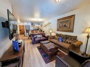 TV, fireplace, video games