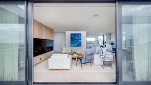 TV connectée, cheminée, chaîne hi-fi