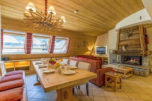 Large dining table with plenty of seating