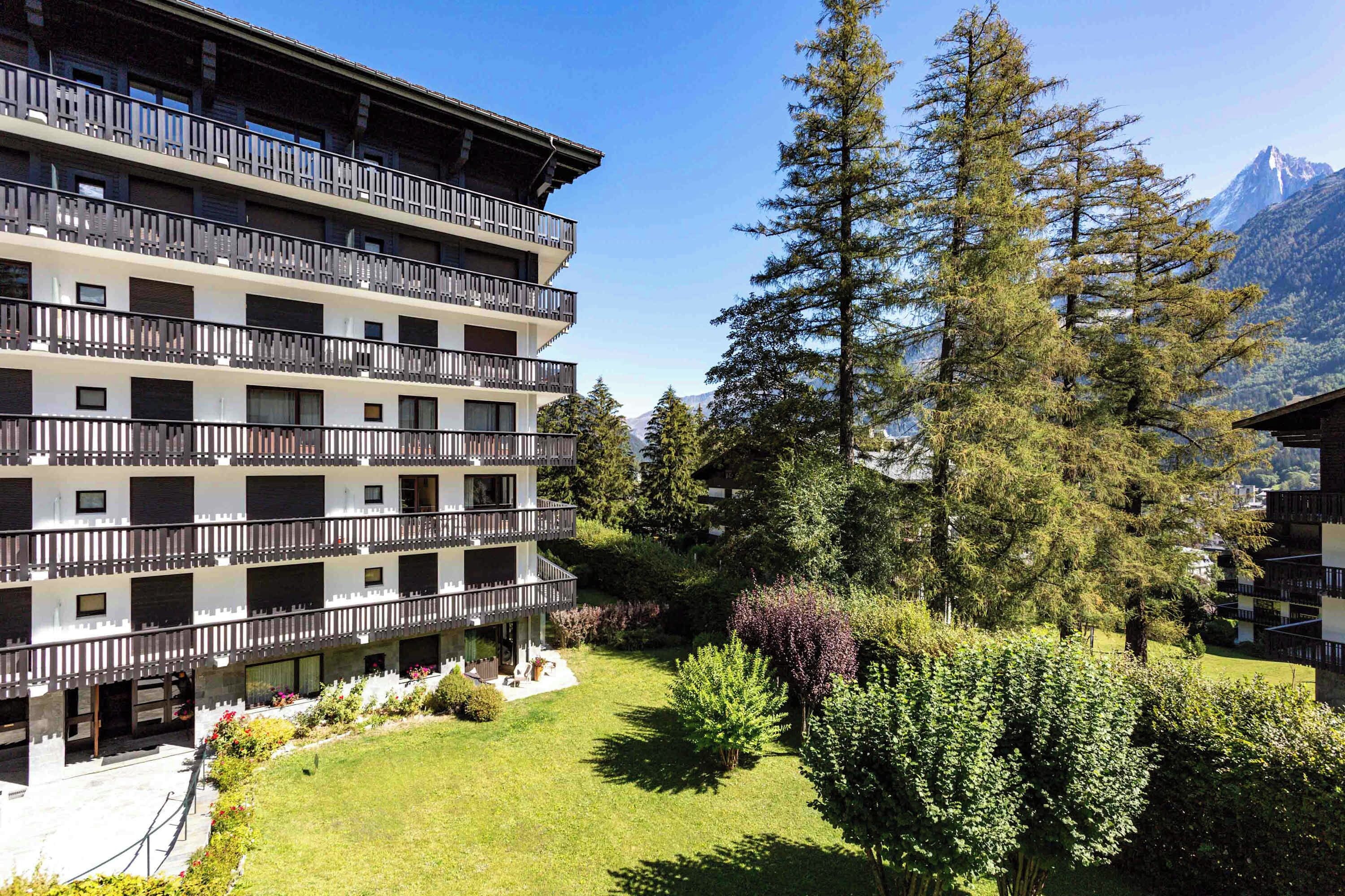 Exterior view of apartment building in Summer