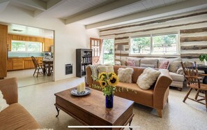 Smart TV, chimenea y libros 
