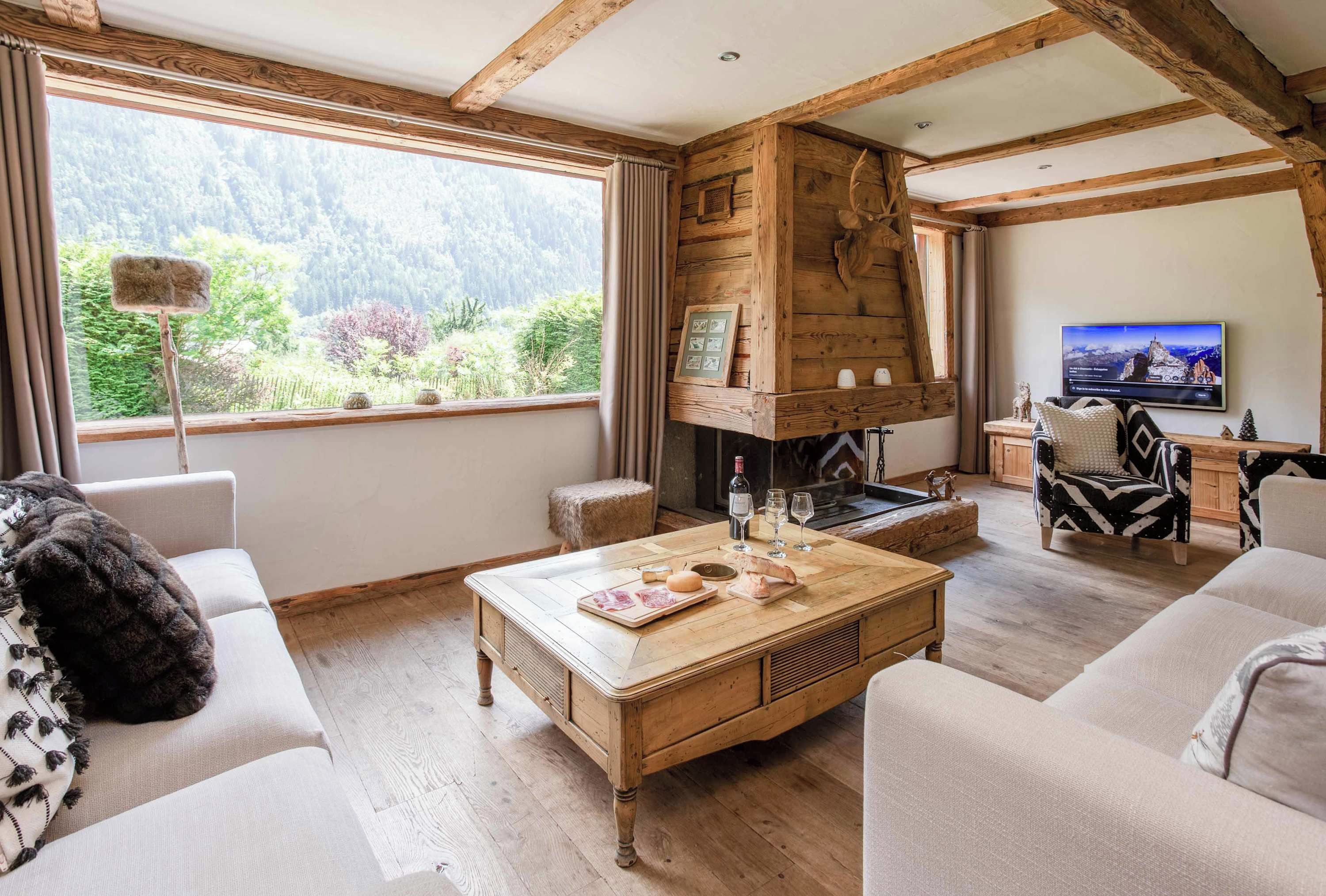 Lounge area with log fire