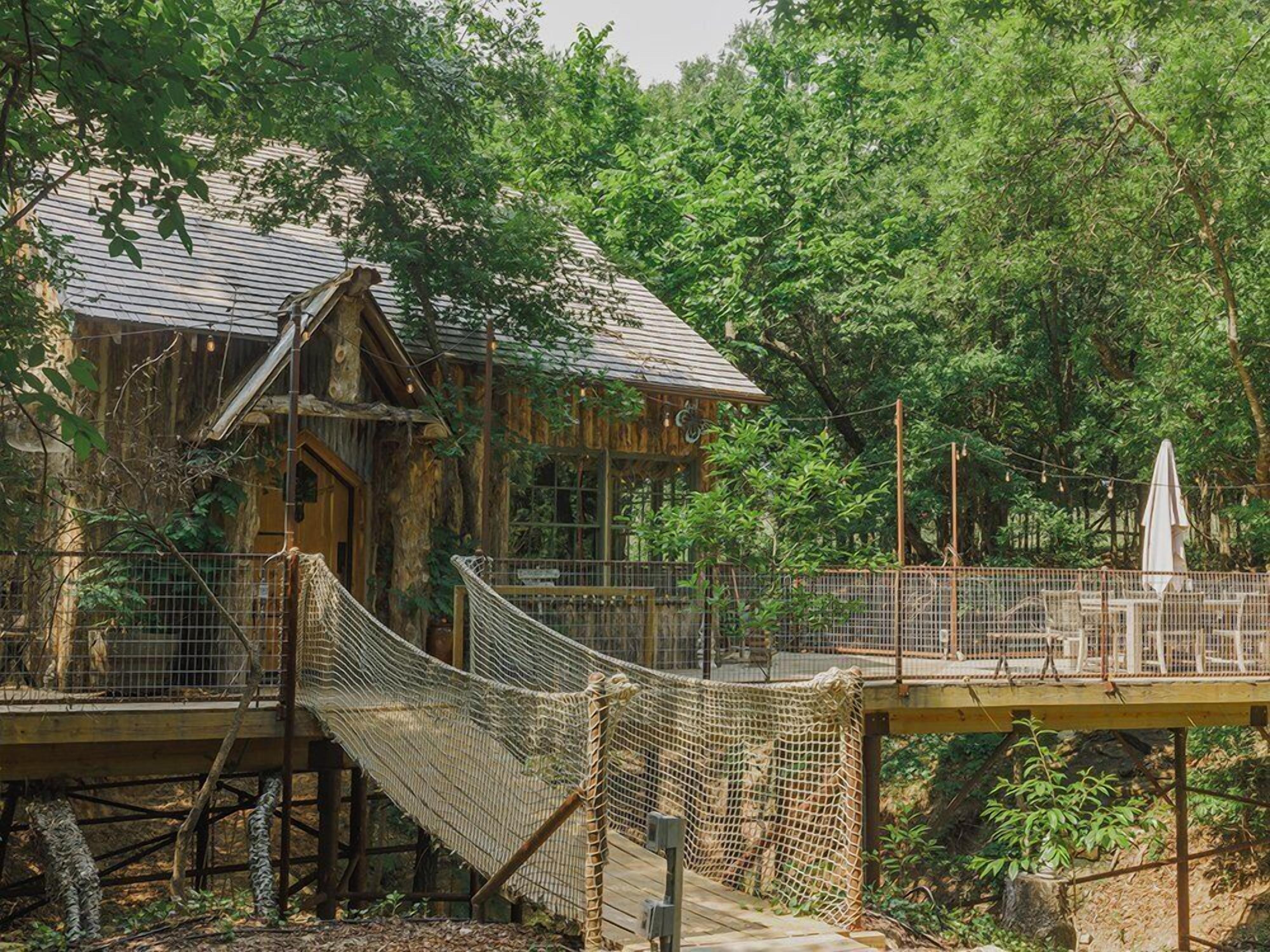 Hobbit Treehouse with waterfall! 350 Acres on the BrazosRiver! "Magical"-FW Mag
