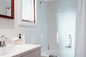 Premium-huone, 1 suuri parisänky | Kylpyhuone | Ympäristöystävälliset hygieniatuotteet, hiustenkuivaaja, pyyhkeet