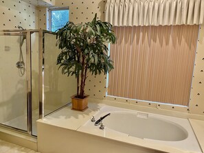 Badkar, hårtork, handdukar och tvål