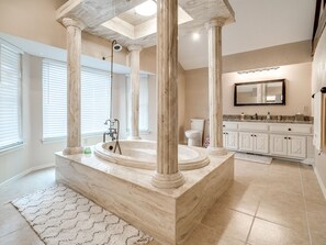 Combined shower/bathtub, hair dryer, towels, soap - The Southside Estate (Oklahoma City)