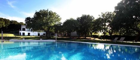 Una piscina al aire libre