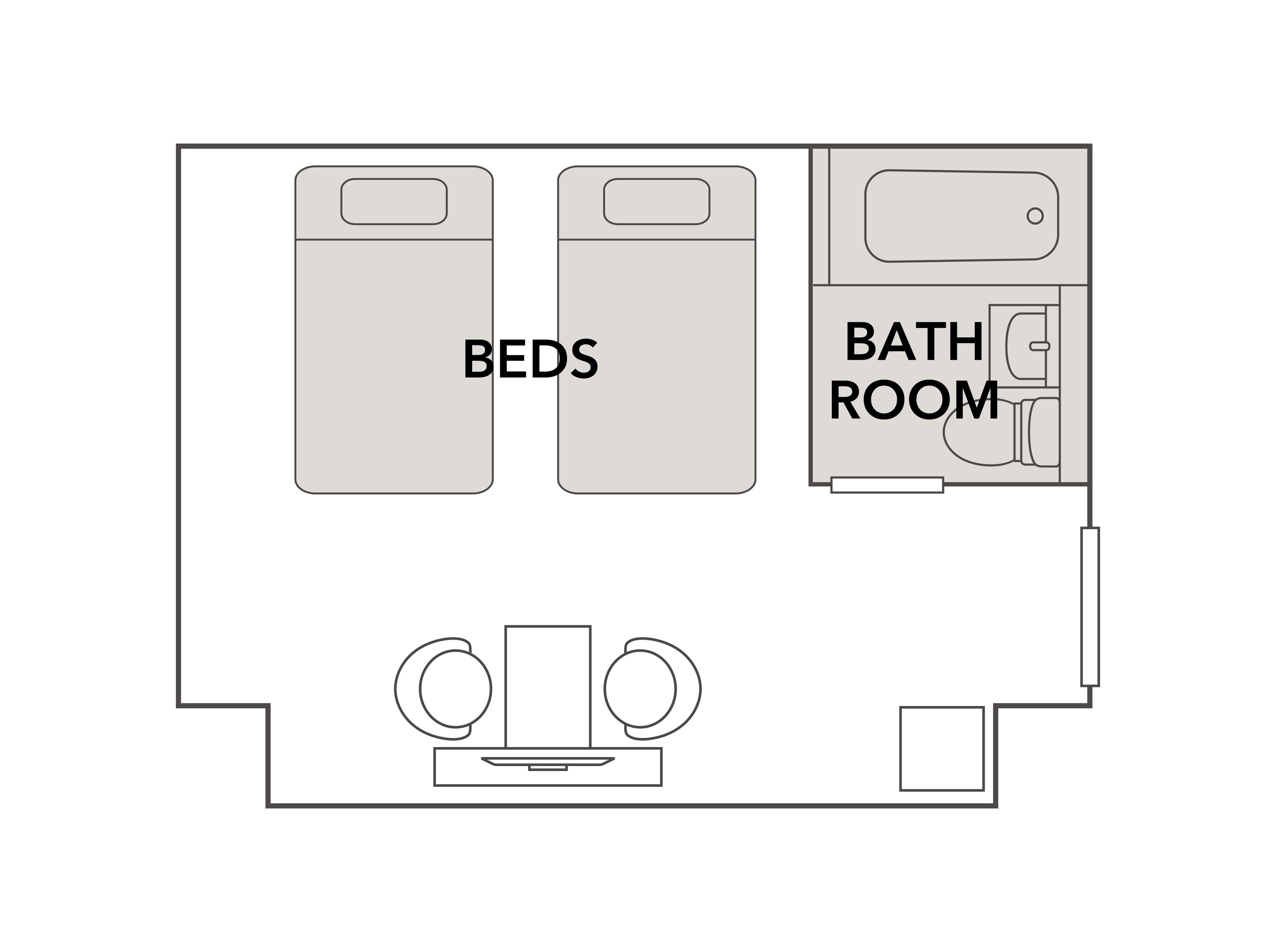 standard room, 2 single beds, non smoking | 1 bedroom, in-room safe, desk, laptop workspace