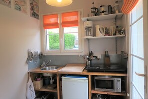 Fridge, microwave, coffee/tea maker, electric kettle