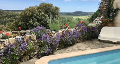 Picturesque house in 17th century village, with privacy, pool and views