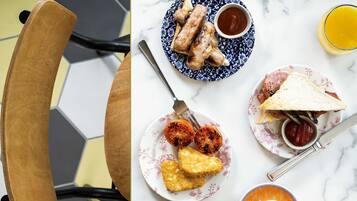 Desayuno completo los días de semana (GBP 12.95 por persona)