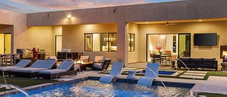 Piscine extérieure, piscine chauffée