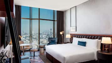 Premium bedding, down duvets, Select Comfort beds, minibar