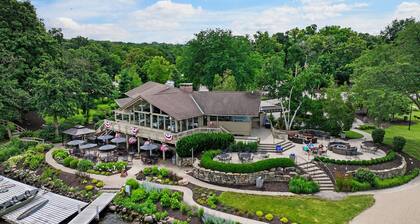 The Oaks Retreat |Abbey Springs Resort |Upper & Lower Living Rooms |Wraparound Deck |Pool |Beach