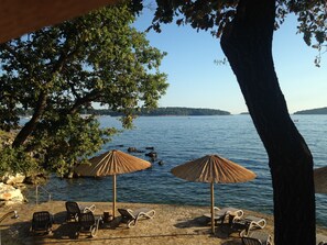 Beach nearby, sun-loungers