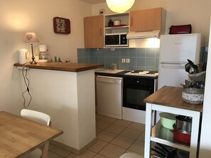 Fridge, microwave, oven, dishwasher