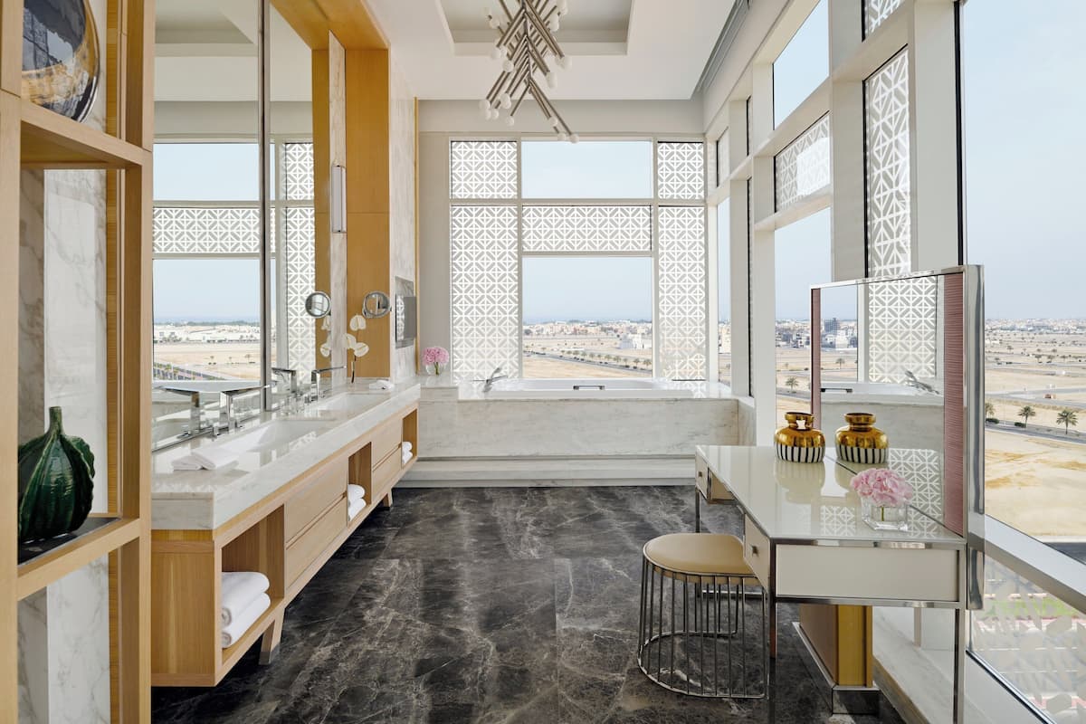 royal suite, 1 single bed | bathroom | hair dryer, bathrobes, slippers, towels