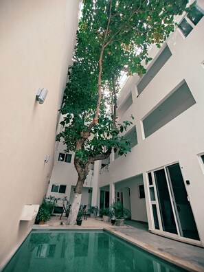 Una piscina al aire libre