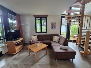 TV, fireplace
