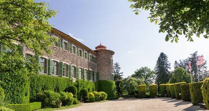 Restored windmill with countryside view