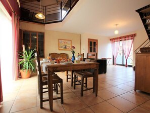 Dining - Charming Riverside Cottage with Modern Interiors, Terrace, and Garden near Scenic Villages (Cerzat)