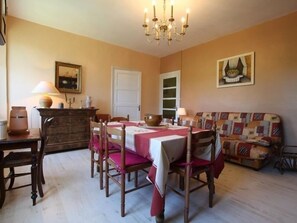 Dining - Charming Old Schoolhouse: 3BR, Scenic Views, Near Loire Gorges, Pet Friendly (Le Brignon)
