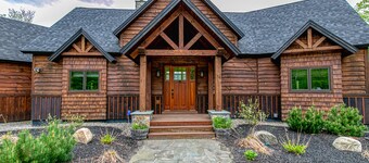 Elegant mountain-view home with private hot tub, saltwater pool & foosball