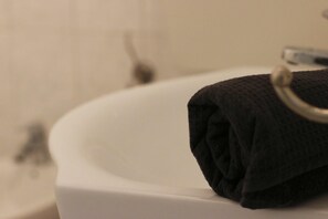 Douche, sĂšche-cheveux, bidet, serviettes fournies
