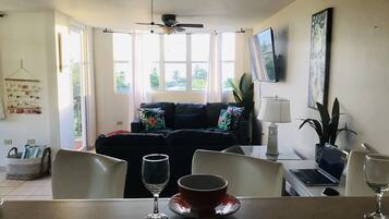 Een smart-tv, boeken, slimme speakers en een muziekbibliotheek