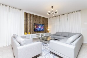 Televisión, videojuegos, reproductor de DVD y estéreo