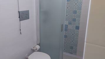 Regadera, secadora de cabello, bidet, toallas