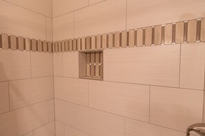 Shower, towels, toilet paper