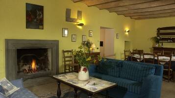 Fernseher, Kamin, Bücher