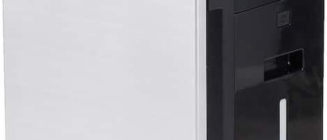 A compact, modern virus washer with a sleek design, featuring a prominent brand logo and a control panel on the top.