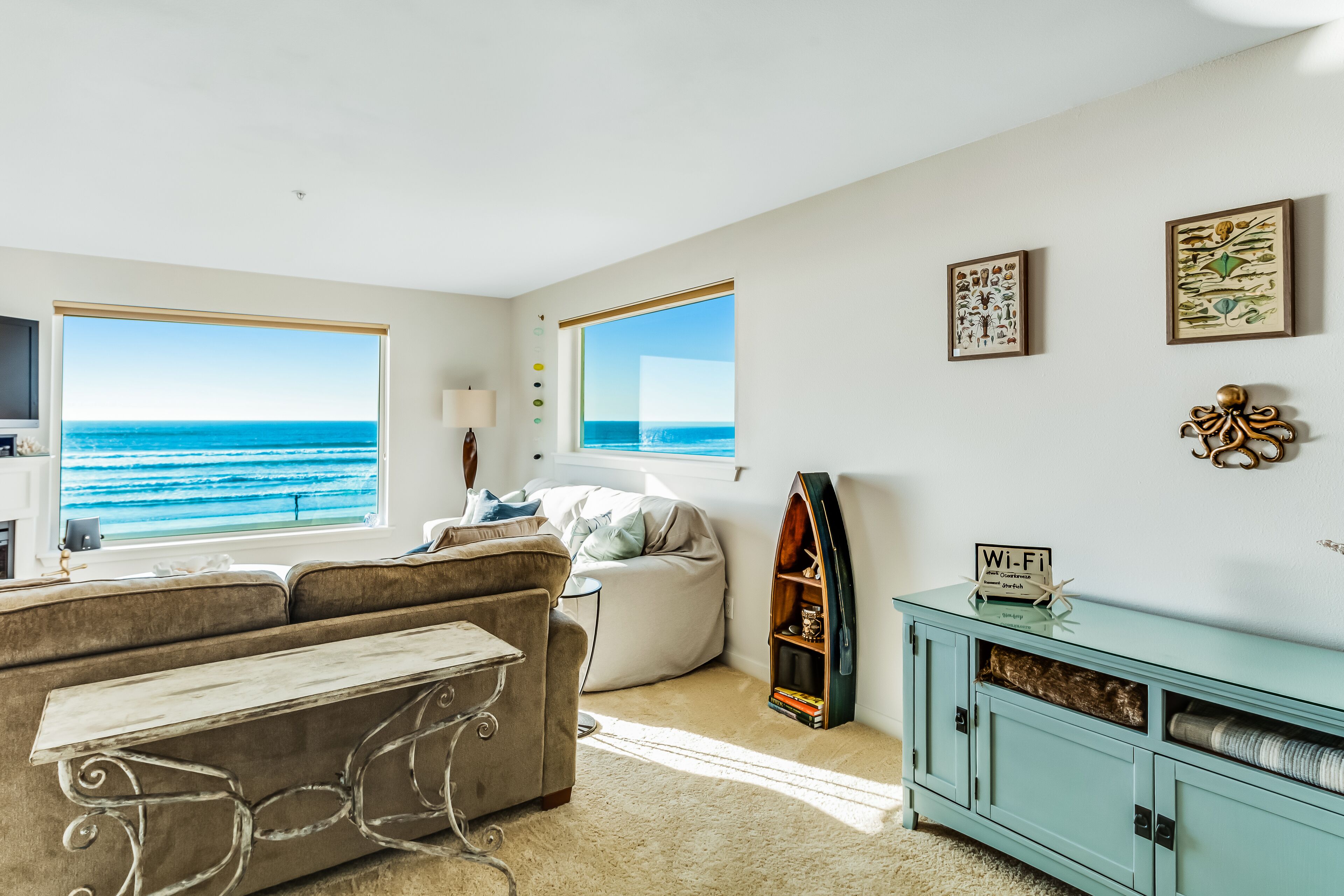 Oceanfront Oasis w/ Scenic Balcony, Beach Access, WiFi, Fireplace - 2 Dogs OK