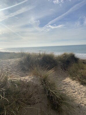 Plage, chaises longues
