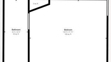 A floor plan with a bathroom measuring 4'4" x 12'0" and a bedroom measuring 14'4" x 11'11".