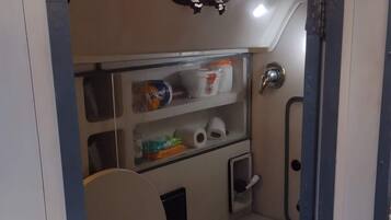 Shower, soap, toilet paper